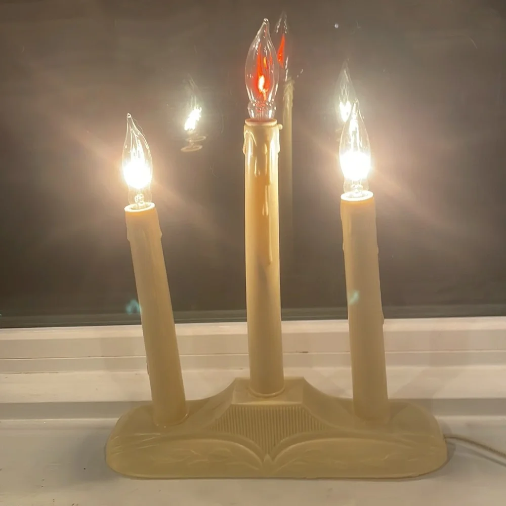 Bundle 5 vintage lights Christmas triple candle Molded plastic window bulb …